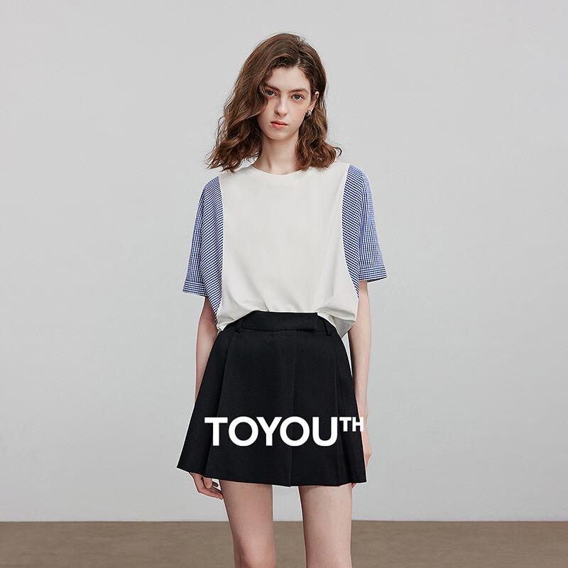 Chuyu Women s Lyocell Cotton Blend Patchwork Plaid T-Shirt L