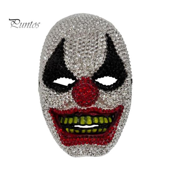 Creepy Clown Mask Halloween Rhinestone Mask, Joker Full Face Sparkling Scary for Masquerade Cosplay Costume Party