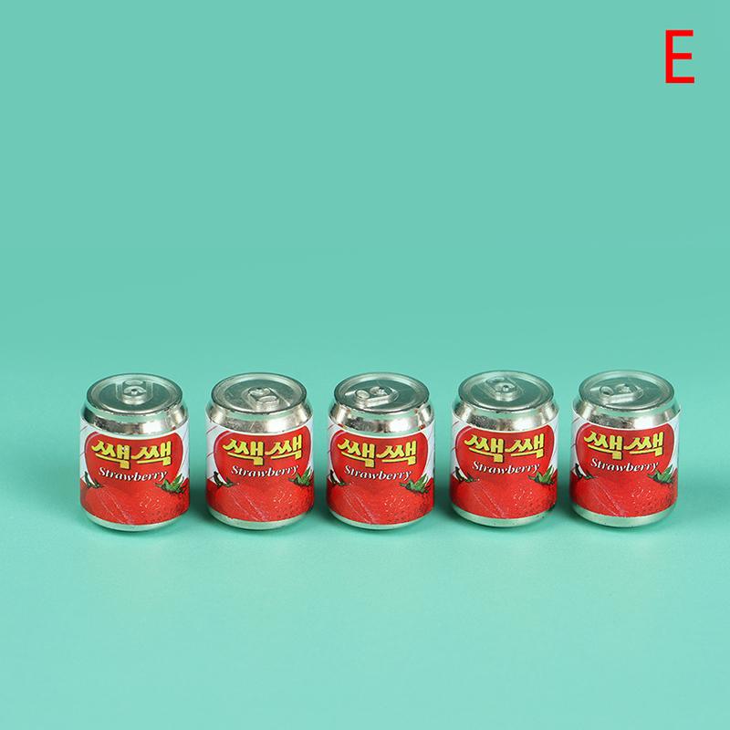 5Pc 1/12 Cute Miniature Doll House Fruit Drink Can Bottle Food Accessories