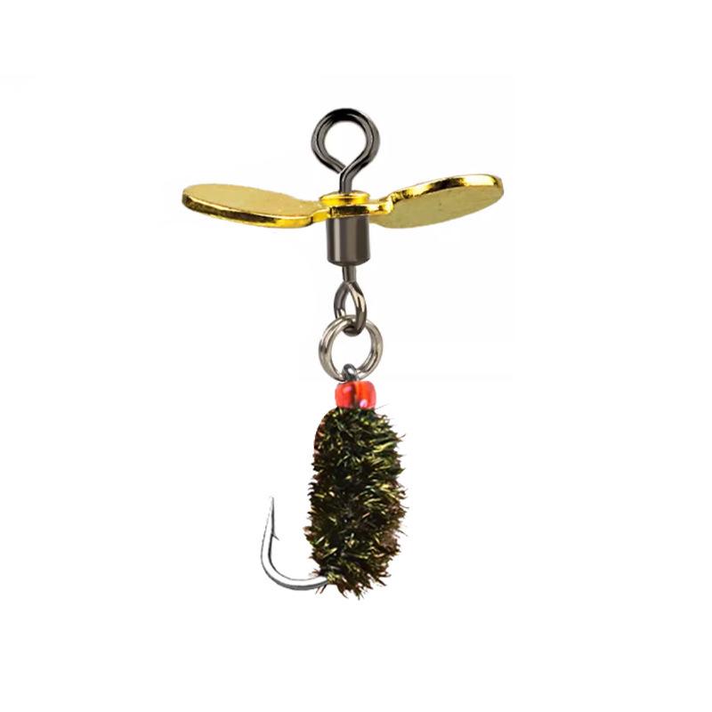 Modified Fly Fishing Hooks with Rotating Sunflower Seed and Mackerel White Stripe Lure - Simulation Insect Bait Cyclone Lure.