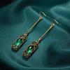 High-End Retro Emerald Crystal Tassel Earrings for Women