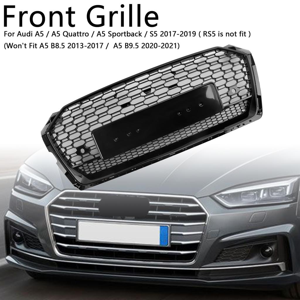 RS5 Style Honeycomb Sport Mesh Hex Grill Grille 8W6-853-651-AB-FUQ Fit A5 S5 B9 2017-2019