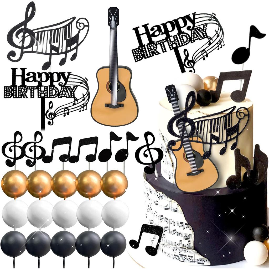 Music Cake Toppers Musical Birthday Party Cake Decorations for Musical Cake Toppers Set Girls Music Karaoke Theme Birthday Party