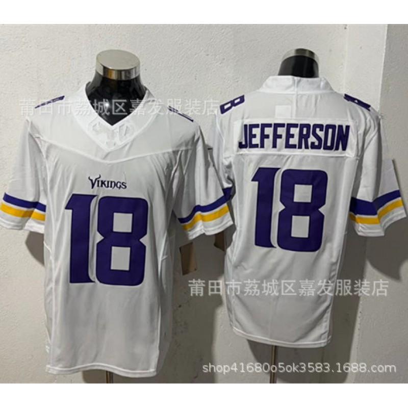 Minnesota Vikings NFL Football Jersey Thielen Jefferson 18 14 8 Adult Men Cotton Sports Uniform Fan Wear