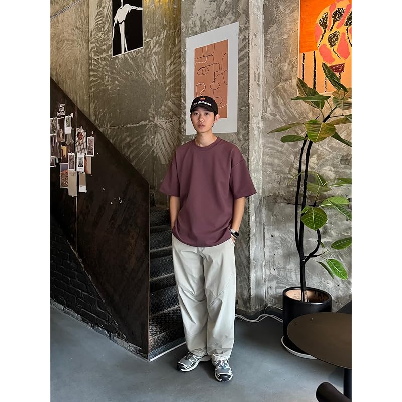 [CHANGE WELL] Men's ``2024'' SS” fashion spring/summer clothes 9 oz air layer (short sleeve) sweatshirt Thick stretch big silhouette T-shirt cut and