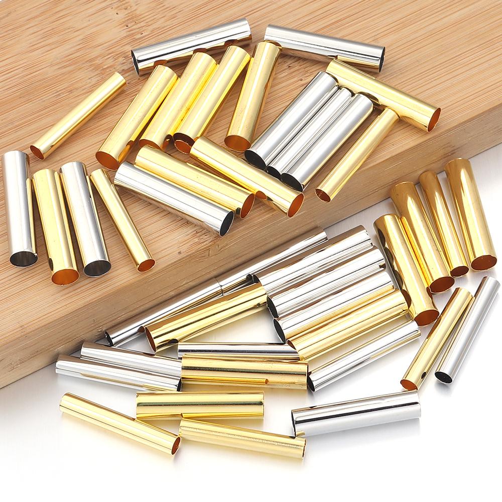 50-100pcs Copper Hollow Tube Spacer Beads Metal Cylinder Straight Tube Bead For Jewelry Making DIY Bracelet Necklace Accessories