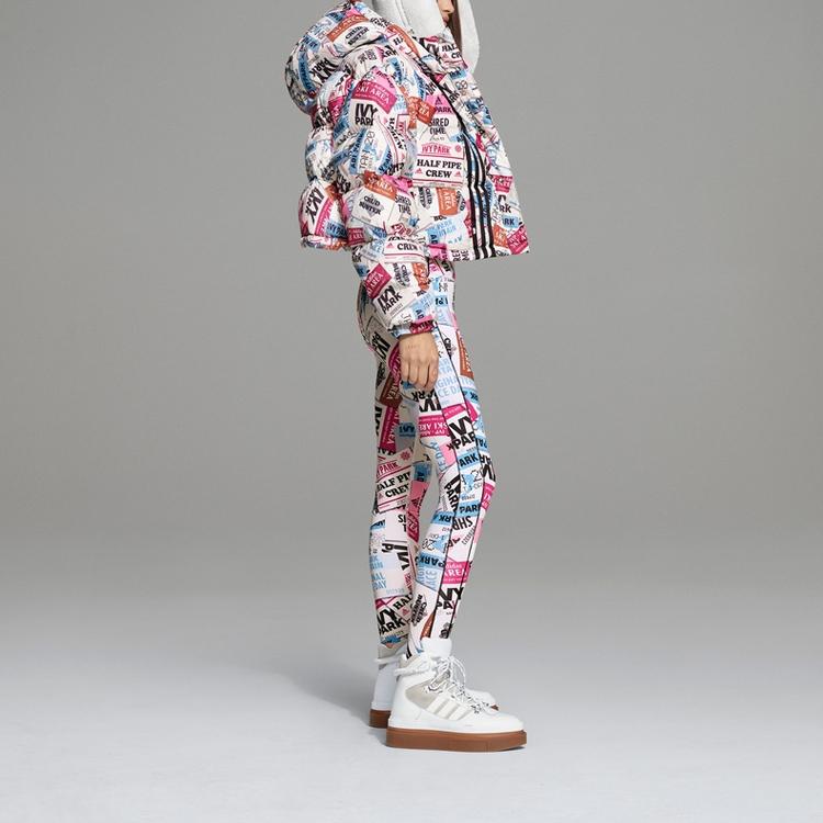 Adidas Originals Trefoil X Ivy Park Co-Branded Allover Logo Print Hooded Down Jacket Unisex Outerwear Multicolor H18992