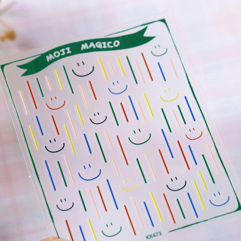 

Qiji Colorful Lines Smiley Face Nail Stickers Waterproof Nail Sticker Decorative Decals Ornament Kx473 kx473 (thin and tough)