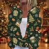 Women's Christmas Print Long Sleeve Knit Cardigan Sweater Button Front for Fall Winter
