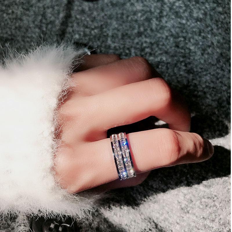 Minimalist Titanium Steel Ring Diamond Cut Stainless Steel Couple Ring Fashion Jewelry