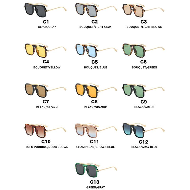 Vintage Colorful Metal Conjoined Square Sunglasses Women Men Retro Trend Sun Glasses Climbing Camping Glasses