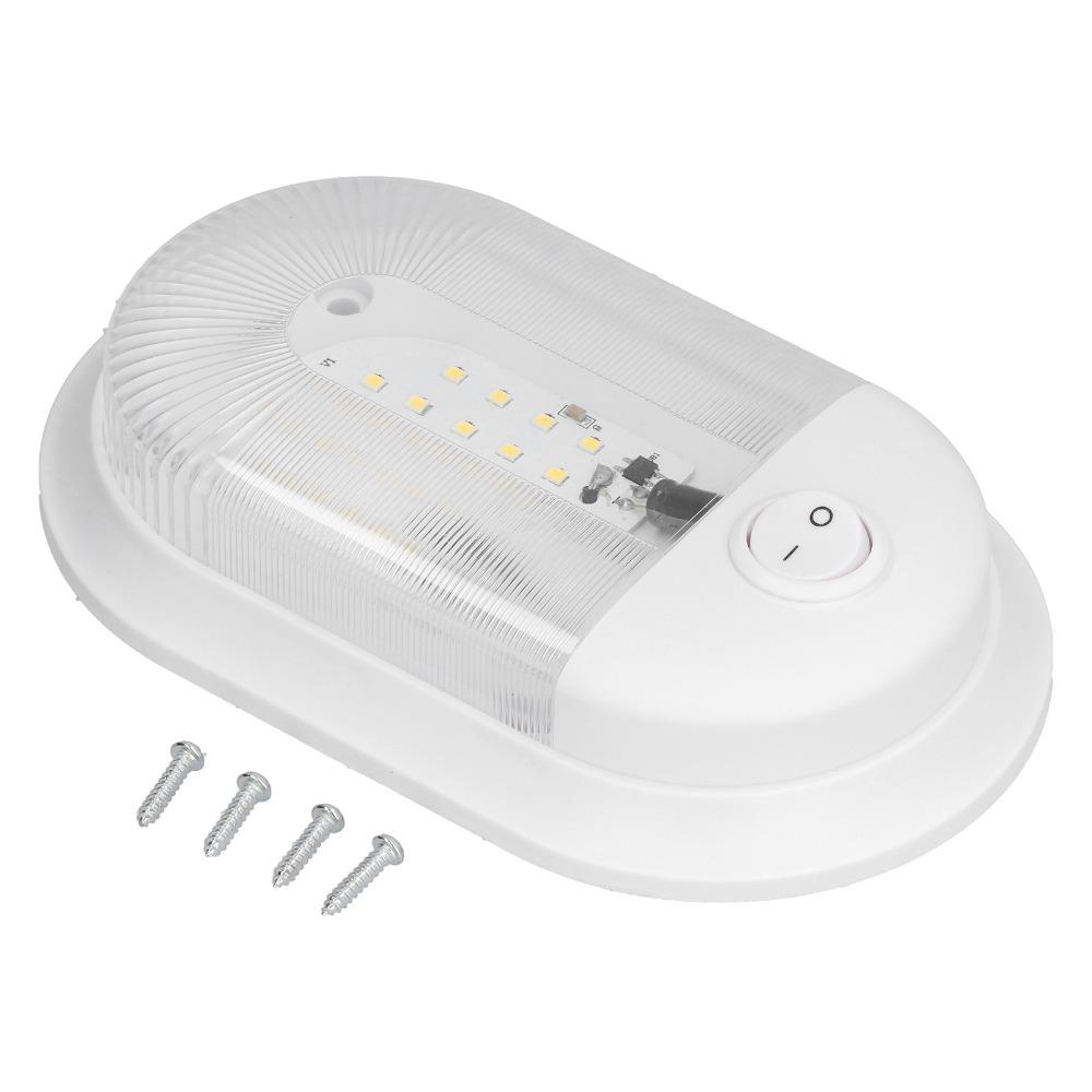 På Av-brytare 360lm Ljusstyrka LED Husbils Tak Kupol Ljus Vitt Ljus Aluminiumplatta Tak Kupol Ljus Husbils Belysning Husbilar
