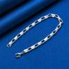 925 Sterling Silver 8-inch Exquisite Square Bracelet, Fashionable for Men and Women, Wedding Accessories, Party Jewelry