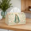 1pc 2D Flat Virgin Mary Floral Style Religious Ceremony Church Prayer Festival Tissue Box, Polyester Material, Large Size
