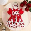Baby & Toddler Solid Color Short Sleeve Bodysuit & Bow Strap Dress Set