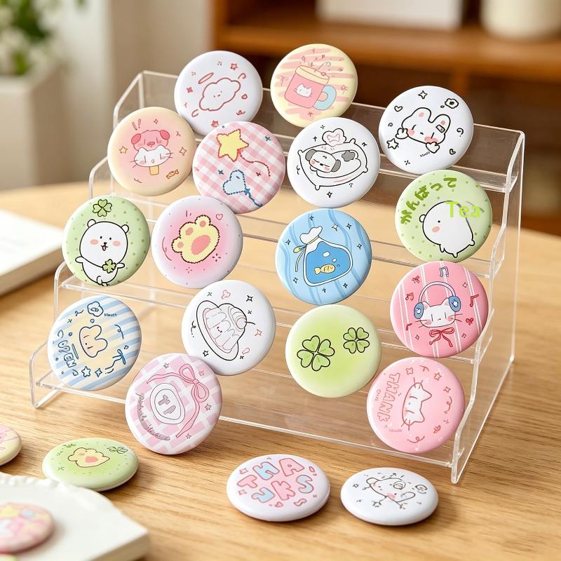 6Pcs Cute Cartoon Mini Cartoon Button Badge Kawaii Retro Girls Kids Backpack Pencil Bag Diy Decorative Brooch Pin Accessories
