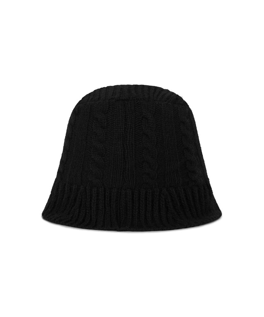 Bajal Va Applique Cable Knit Bucket Hat Black