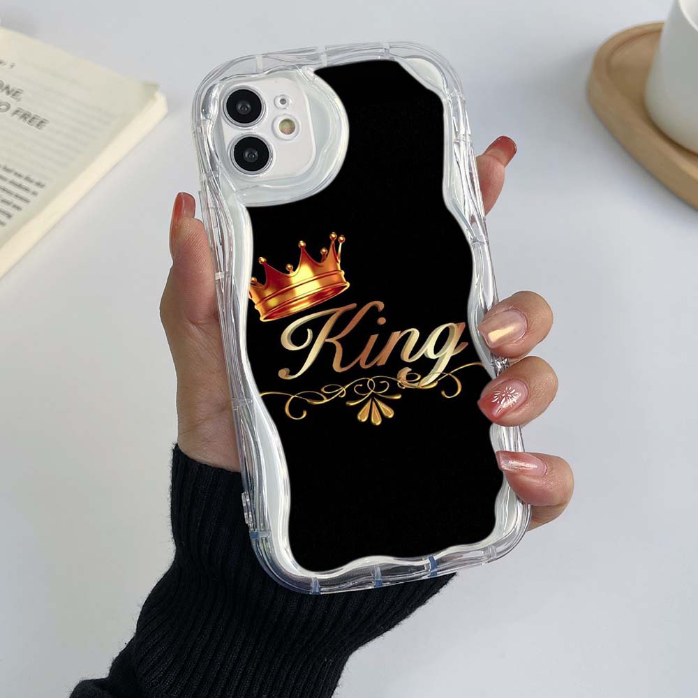 

Чехлы для телефонов iPhone 11, 12, 13, 14, 15 Pro Max 7, 8 Plus Infinix Hot 40 Realme C55 C35 OPPO A17 A30 King Queen, эксклюзивный мягкий чехол с кремовым узором for iPhone 6