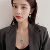 Copper, Water Drop Earring Set, Beautiful Jade Flawless Necklace, Zircon Jade Pendant.