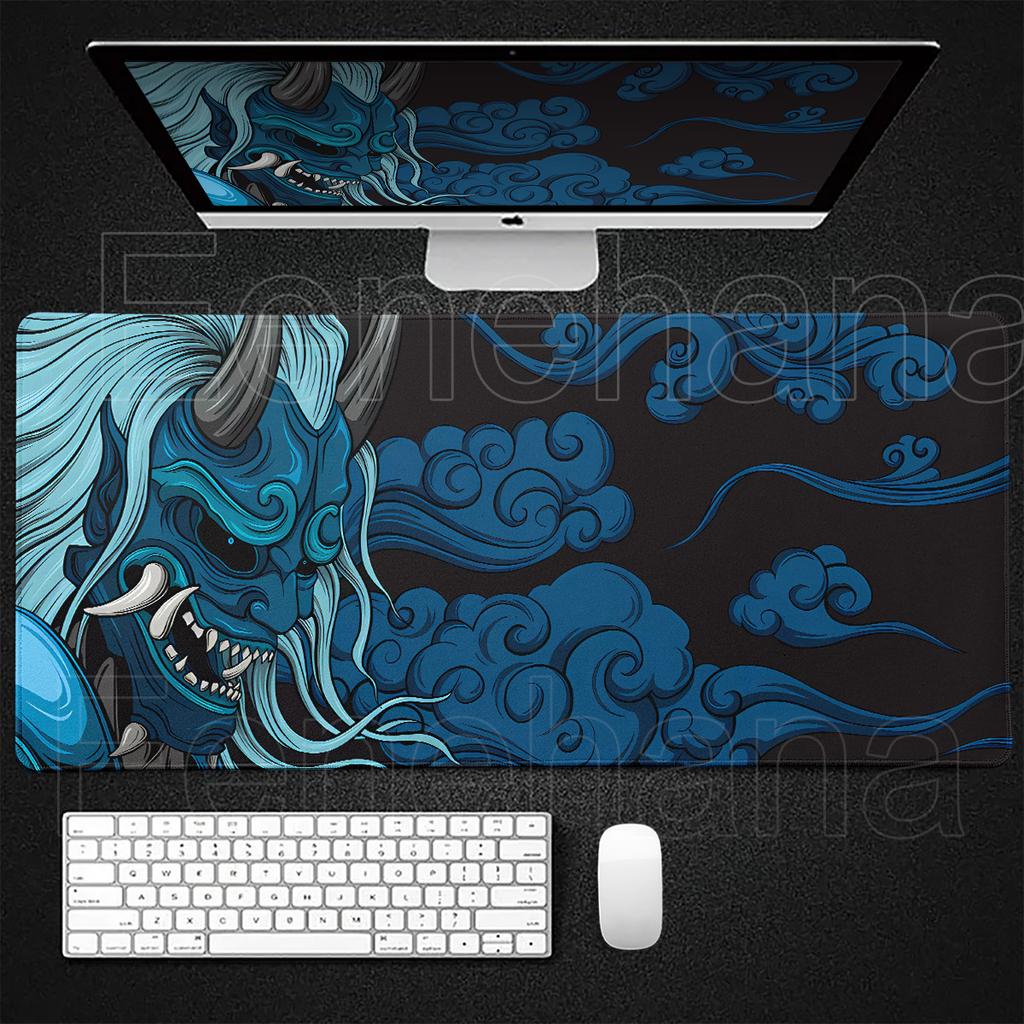 Black Ghost Face Nonslip Mouse Pad Gamer Desk Mat HD Print Japanese Samurai Devil Mask PC Gaming Accessories Computer Table Pad