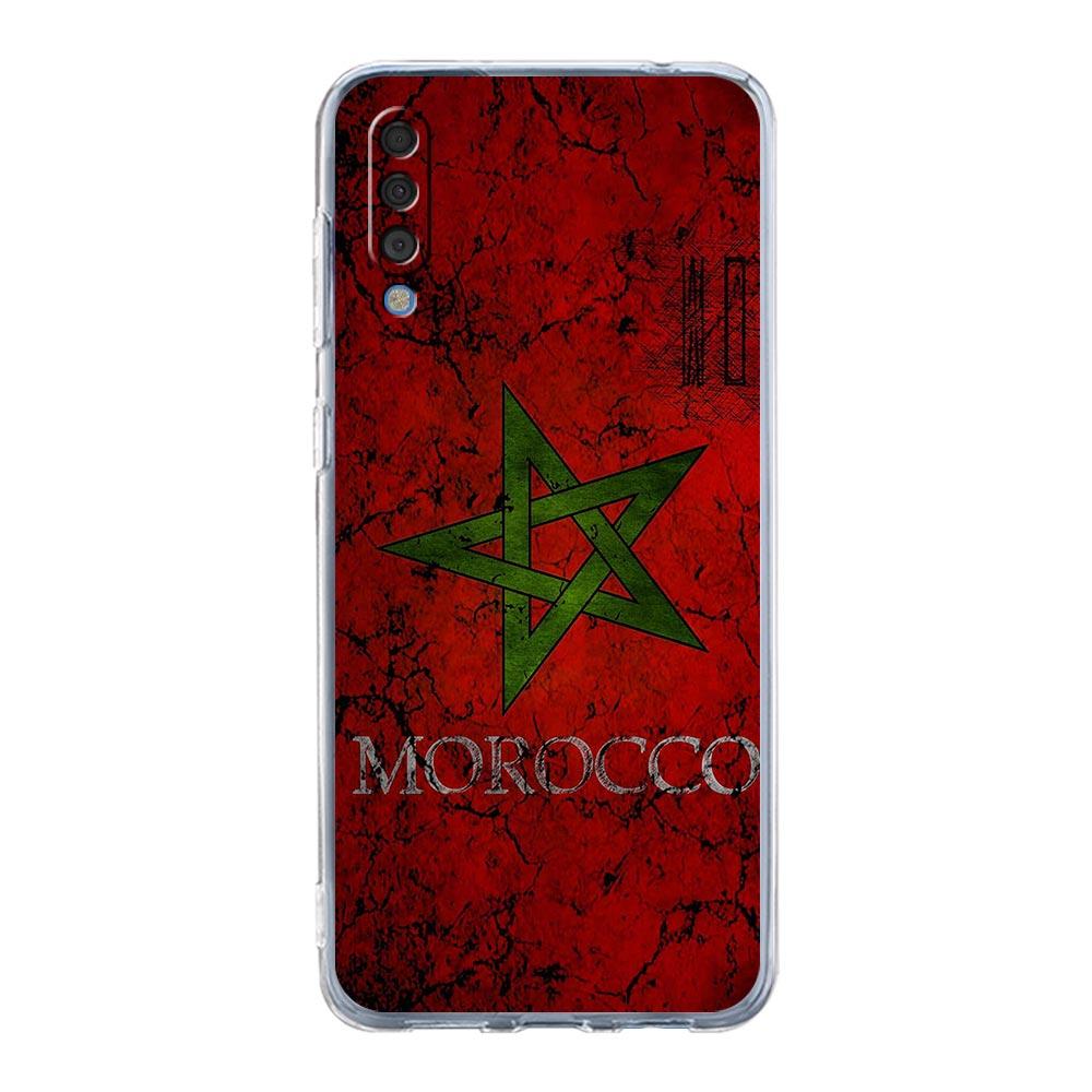 Morocco Flag Fotballtelefonveske til Samsung Galaxy A52 A50 A70 A10 A30 A40 A20S A20E A02S A12 A22 A72 A32 5G A04s Klart deksel