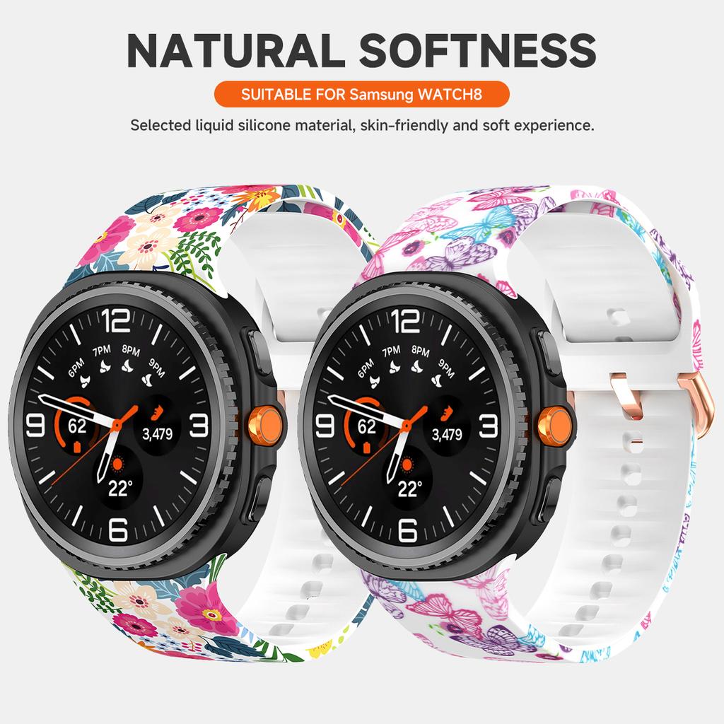 Floral Pattern Strap for Samsung Galaxy Watch 8 40 44mm Colorful Silicone Sport Band for Galaxy 8 Classic 46mm Sunflower Leopard