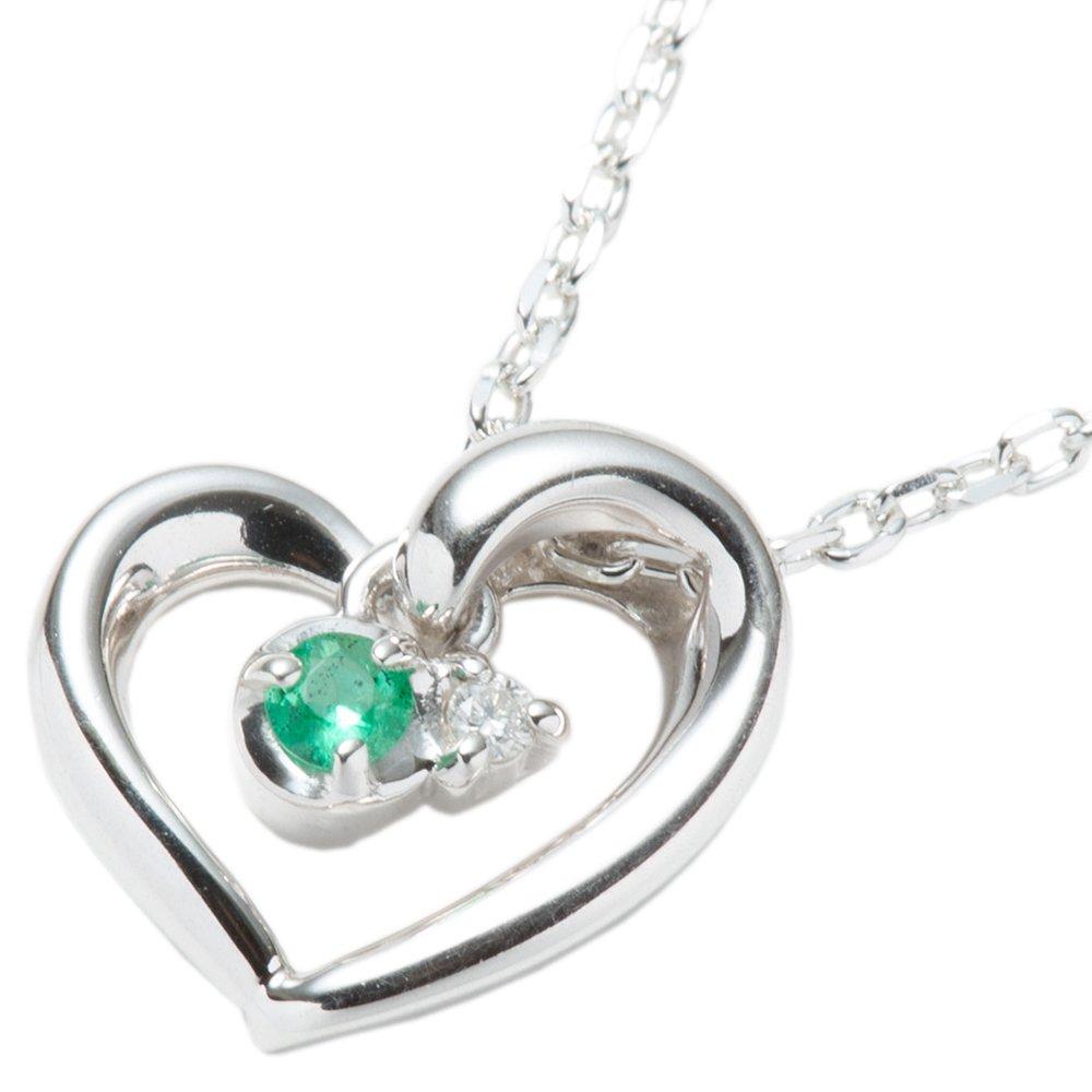 

Gift Wrapped Open Heart Pendant Necklace with Emerald Birthstone 111614121811 [Set] 4℃ Women s (May Birthstone)