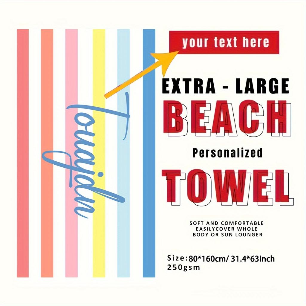 Customized Beach Towel Striped Pattern Personalized Absorbent Bath Towel Quick-drying Swimming Towel For Beach Swimming Outdoor
