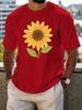 Unisexs Crew Neck T Shirt Bright Sunflower Cartoon Floral Graphic Short Sleeve Casual Cotton Nature Plant Lover Streetwear Tees