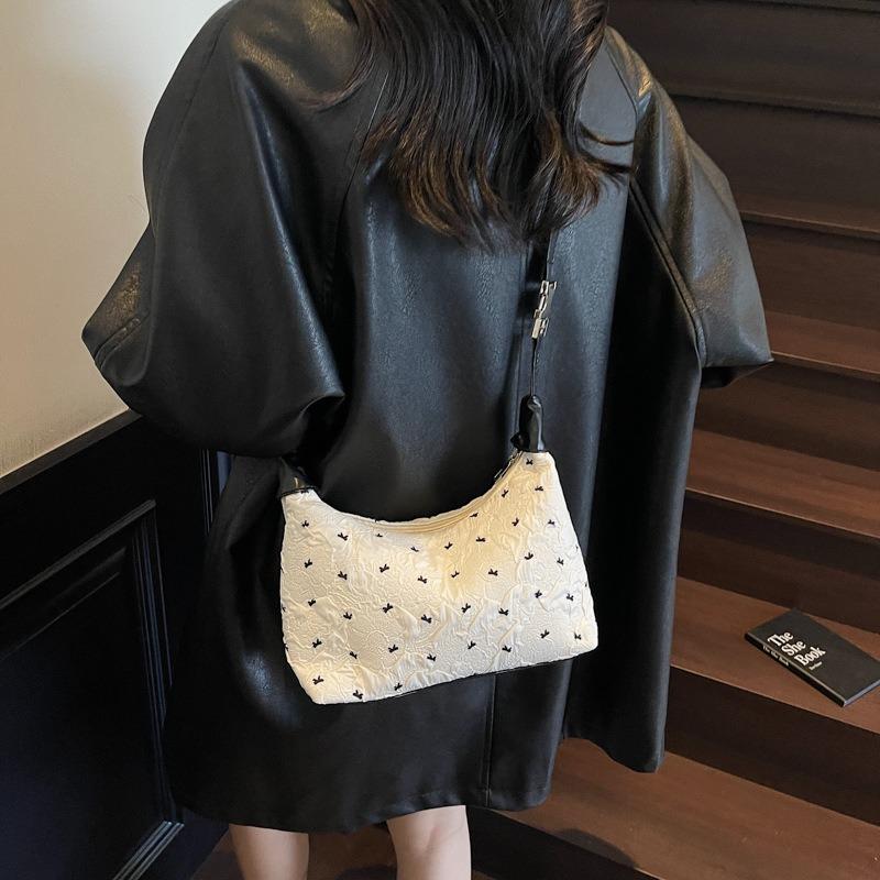 Bow Polka Dot Underarm Bag Women's New Niche Portable Shoulder Bag Fashionable Versatile Messenger Bag