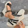 Fashion Women's Platform Wedge Heel Sandals Summer Comfort Non Slip Thick Sole Slippers Woman Casual Slip On High Heeled Sandalias Mujer