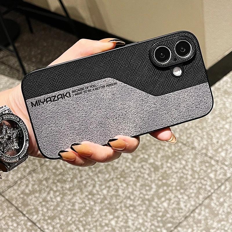 Luxury Double Color Leather Pattern Phone Case for iPhone 16 15 14 13 Pro Max PU Shockproof Cover