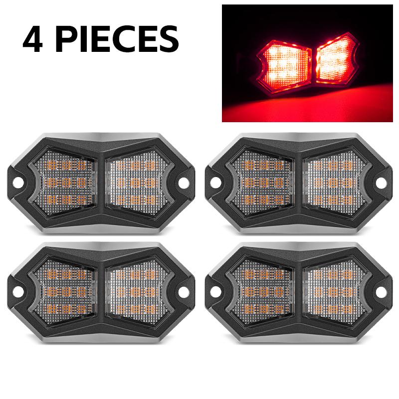 18 LED Rock Chassis Lights Red White Blue Neon Car Underglow Bottom Decoration Lamp 12V 24V for Offroad Truck SUV ATV Boat Van