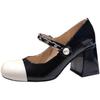 Internet celebrity high heels women's 2025 spring new retro French Mary Jane shoes women's small fragrant pearl thick heel shoes