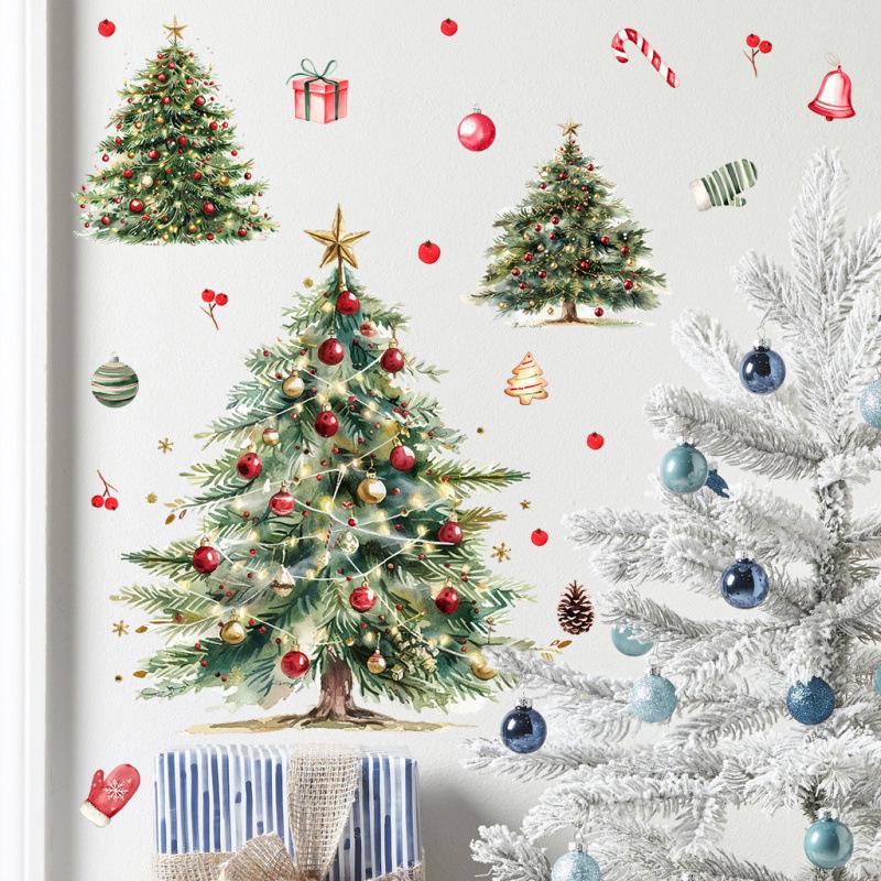 Festive Christmas Tree Toilet Sticker - Removable, Self-Adhesive Holiday Decor
