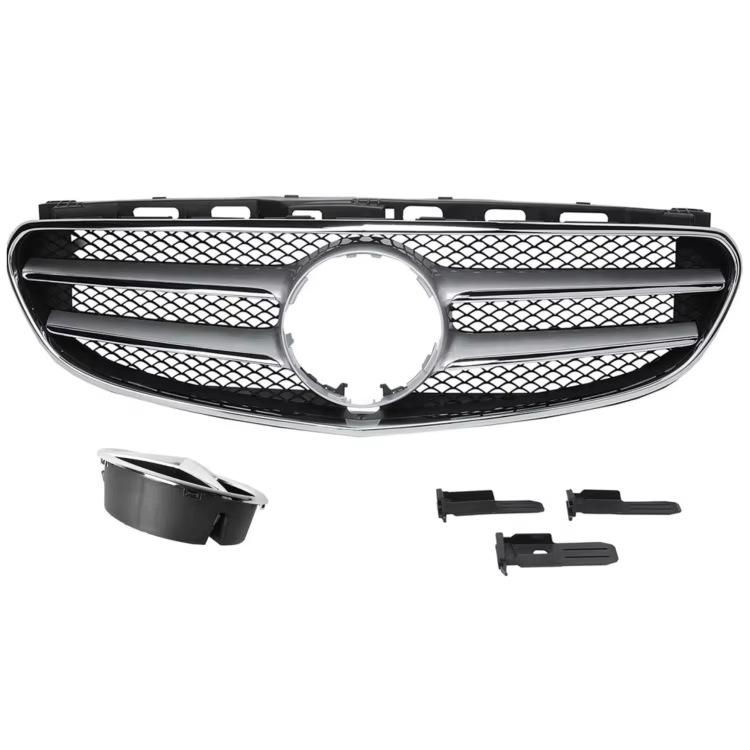 2128852774, 2128852674, and 2128852874 Fit the Chrome Trim Strip On the Front Bumper of a Mercedes-Benz W212.