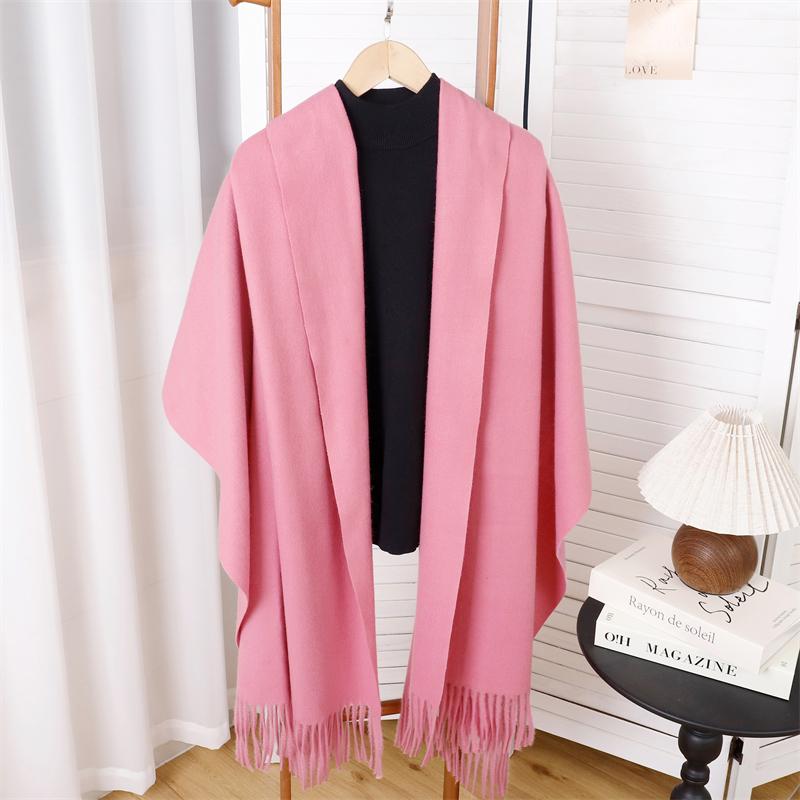 Winter Poncho Women Scarf Long Warm Cashmere Scarves Hijab Solid Lady Shawl Wrap Female Pashmina Bandana Head Scarfs NEW