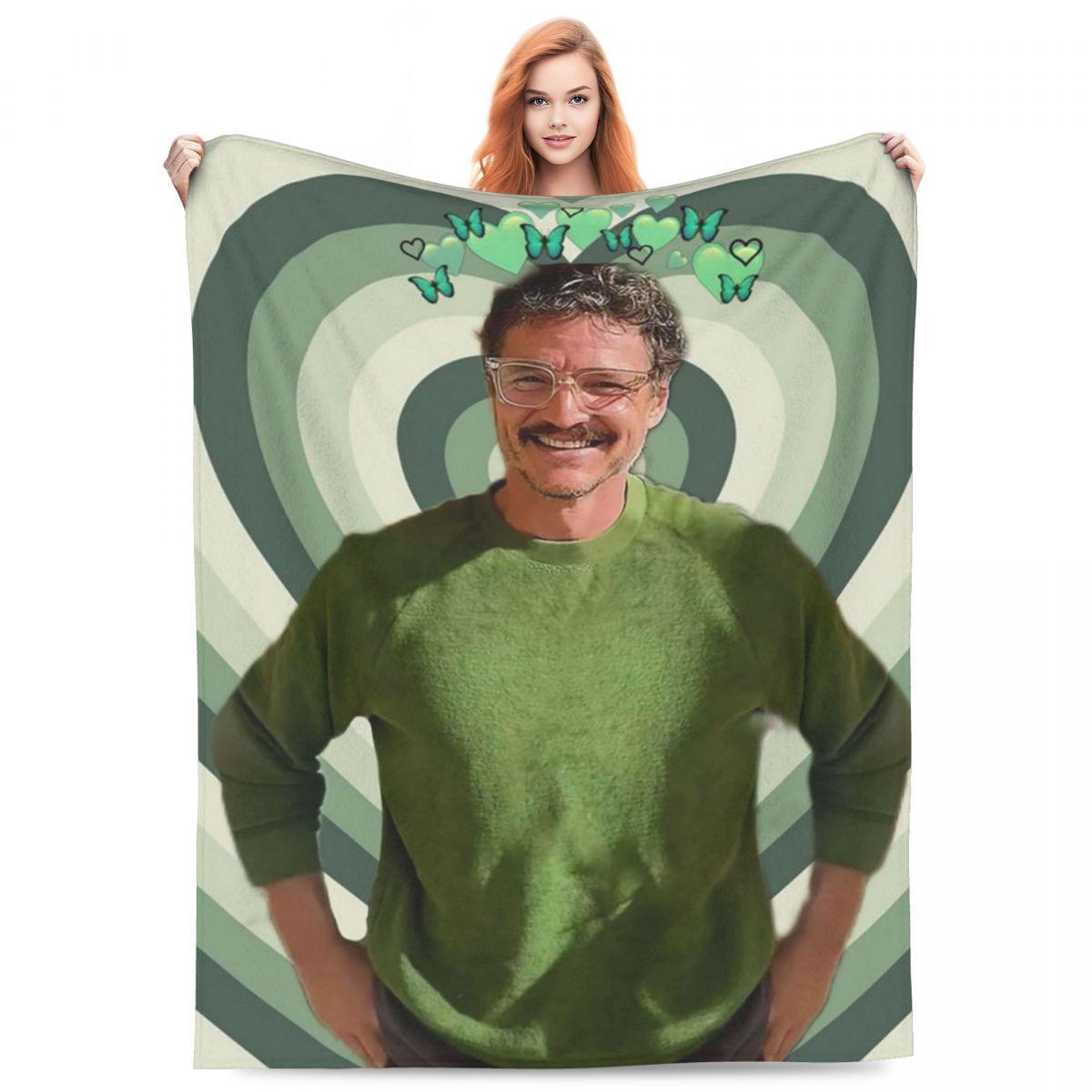 Pedro Pascal Pattern Blanket Flannel Sofa Throw Blanket Breathable Throw Blankets for Home Bedroom Office Throws Bedspread Quilt 75X95CM