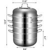 VEVOR Dampfgarer 5 Ebenen Edelstahl 30 cm Jede Ebene Stapelbar 8,5 cm 3 Dampftöpfe Kochtopf 16,5 cm Deckel Su A49