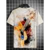 Men's Vintage Acoustic Guitar Print T-Shirt Short Sleeve Crew Neck Artistic Music Graphic Tee For Rock Band Fans And Guitarist Gift Idea