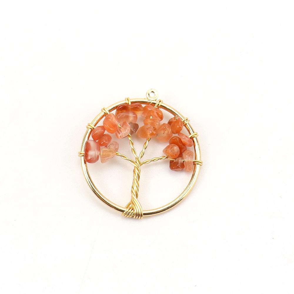 Gold 3Cm Tree Of Life Pendant Natural Crystal Gravel Fortune Tree Necklace Diy Accessories N114