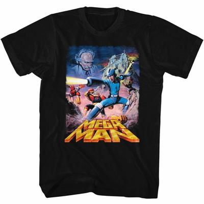Mega Man Postery Maglietta Nera per Adulti
