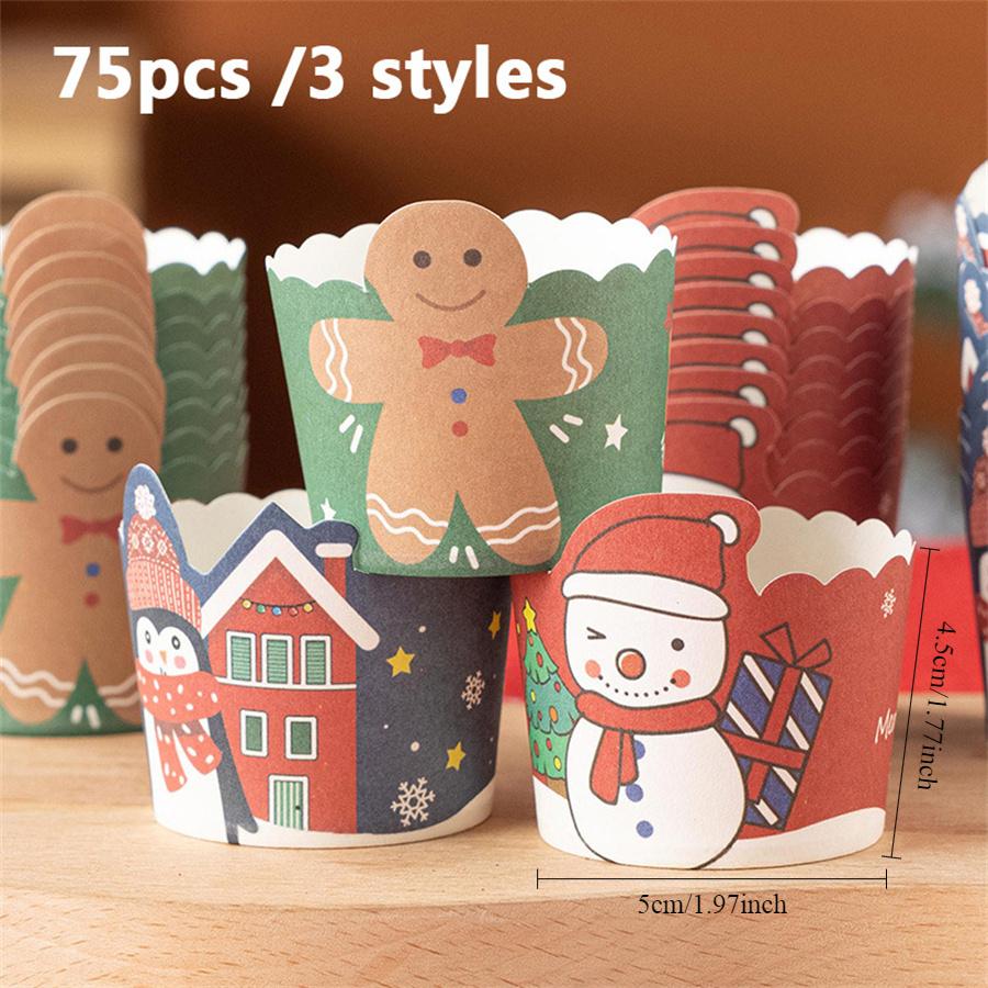 Christmas Baking Cups Food Grade Paper Cup Cake Baking Muffin Molds Oil-proof Cupcakes Liners Cases Xmas Cake Tools Party Decor
