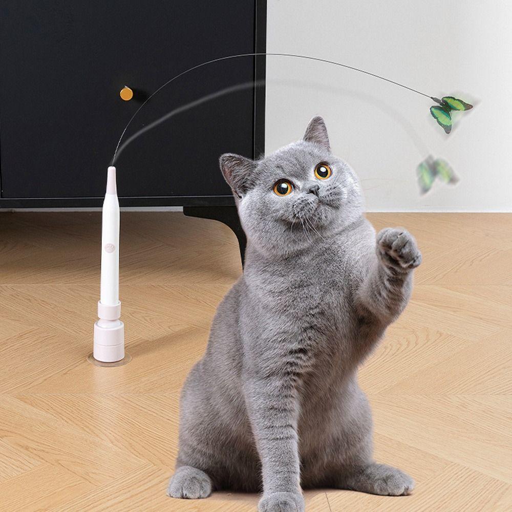 Interaktives Spielzeug Automatischer Katzen-Teaser Umschaltbares Schmetterlingsmuster Katzen-Elektrospielzeug Katzenspiel