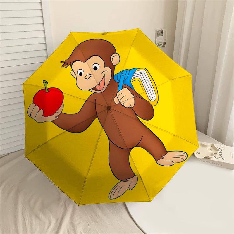 

1PC monkey apple Umbrella-8-Rib Reinforced, Automatic Open, Lightweight & Durable, Cute Fashion Accessory for Outdoor-T335