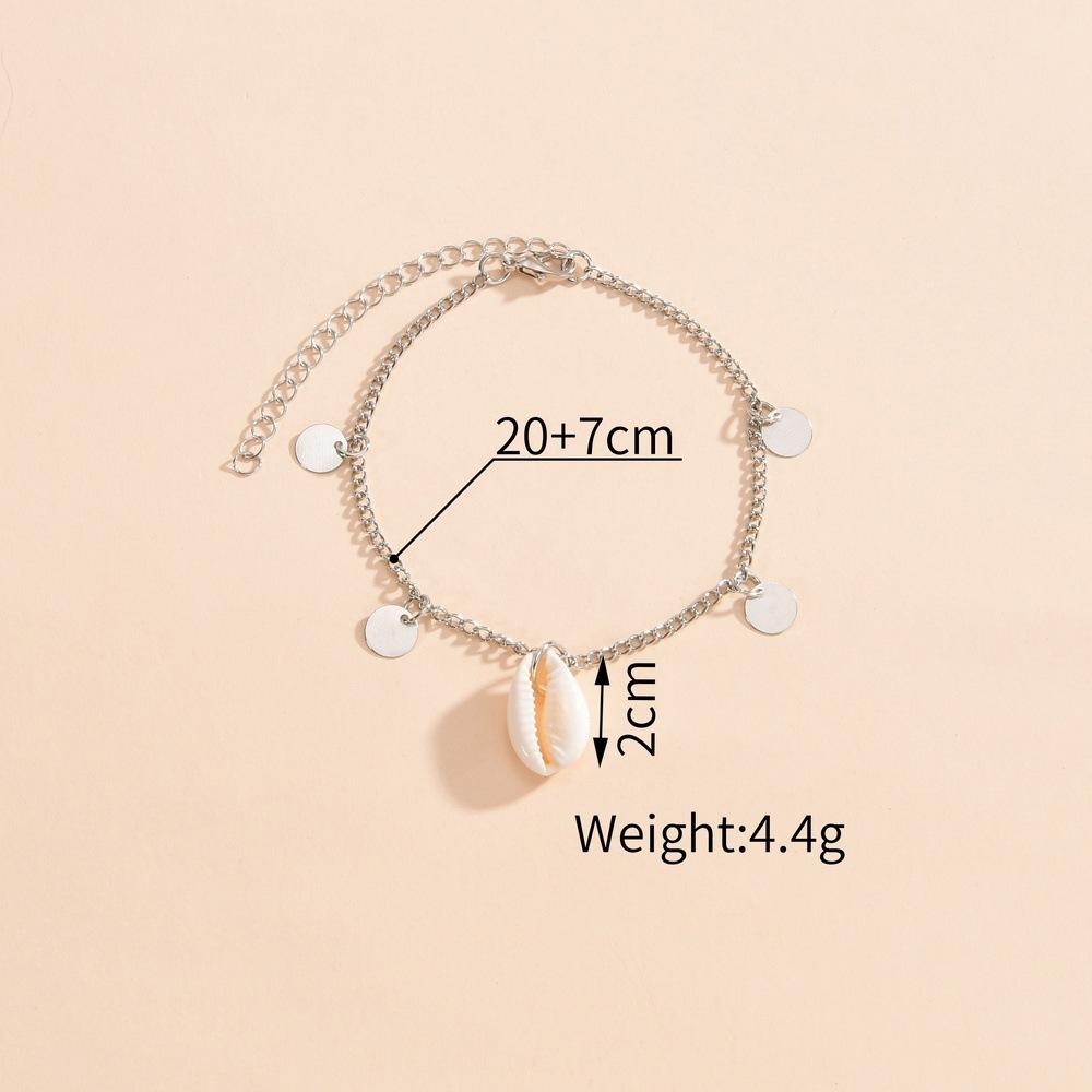 Beach Shell Pendant Disc Tassel Ladies Anklet Vintage