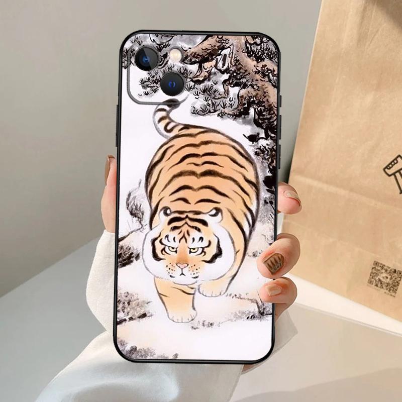 Cartoon Fat Tiger Phone Case For iPhone 17 Air 16 15 14 13 11 12 Pro Max 13 12 Mini 15 16 Plus 16e Cover Coque