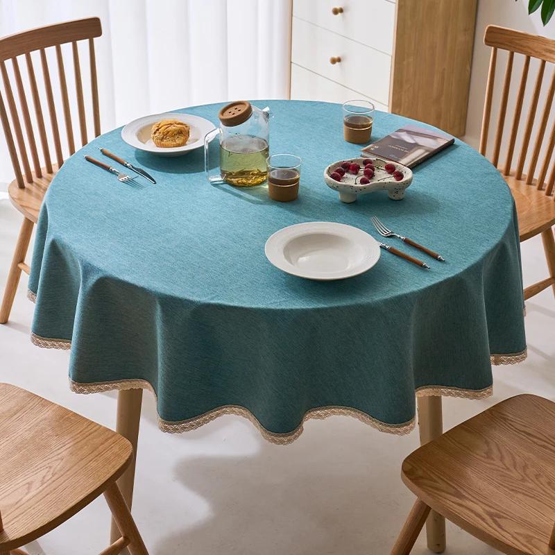 

Сучасна мінімалістична одноколірна кругла скатертина Потовщена різнокольорова скатертина з вухами Варіанти скатертини проти ковзання від пилу 140cm round 1pcs