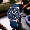 CURREN Mens Watches New Blue Leather Waterproof Luminous Quartz Wrist Watches Luxury Bracelet Men Calendar Watch Relojes Hombre