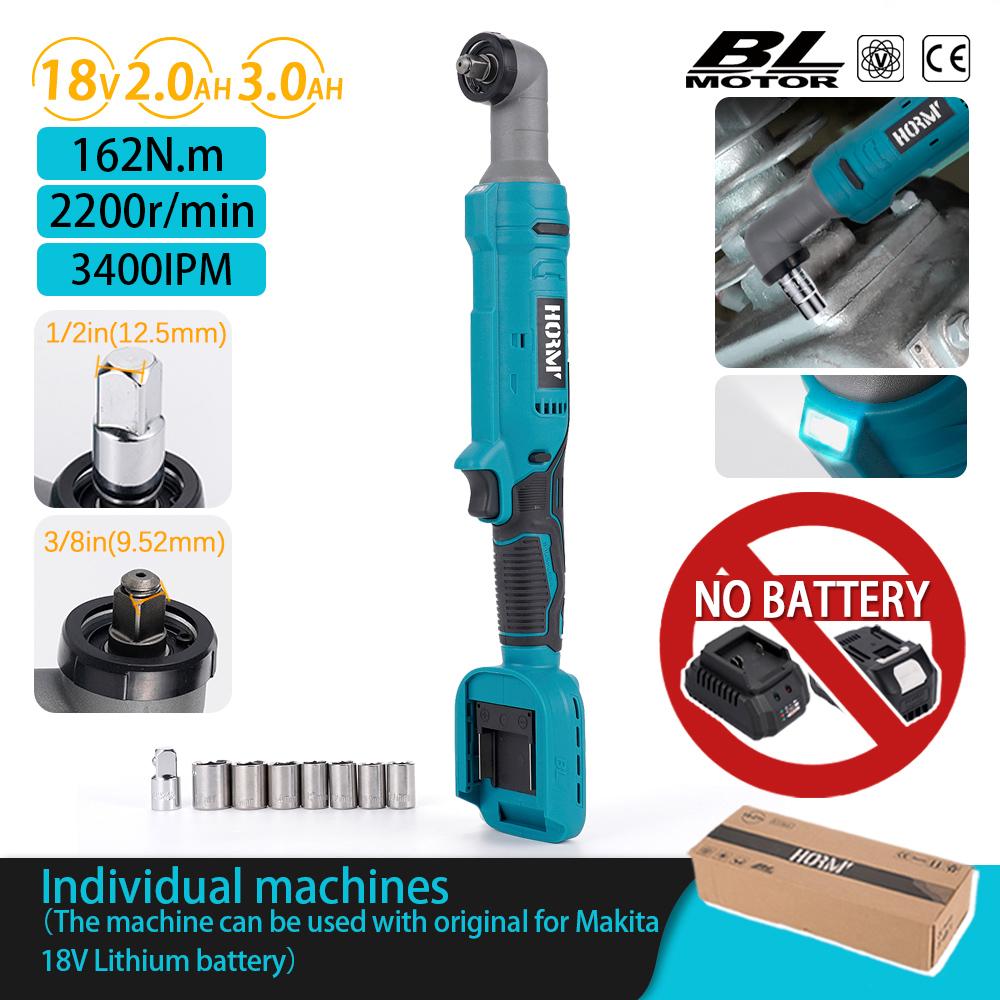18V 1/2inch Brushless Electric Ratchet Wrench Cordless Work Power Tool 168N. mScrew Removal Repair Right Angle Wrench